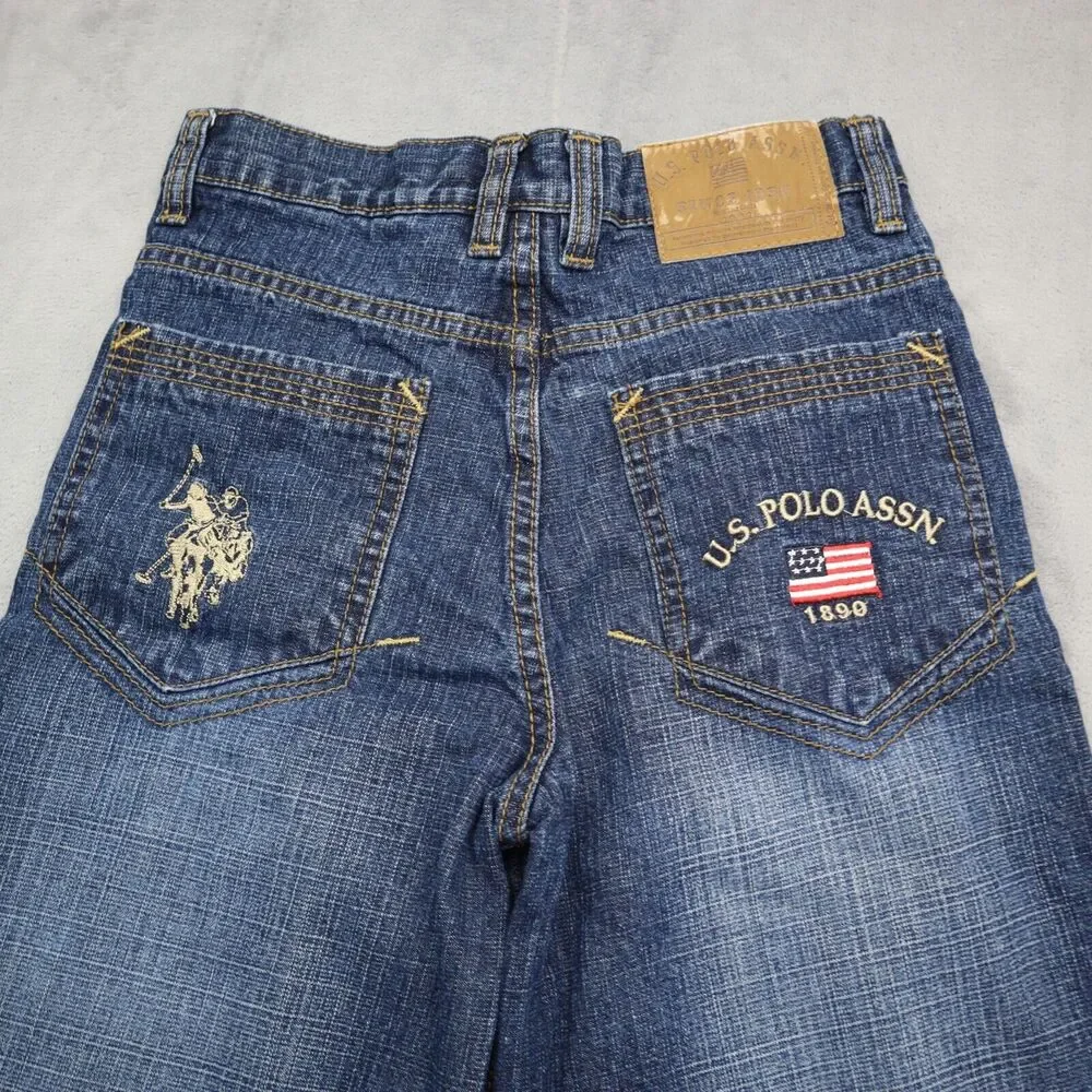 US Polo Assn Shorts Youth 10 Blue Denim Boys Jean Pants Long Grunge Baggy